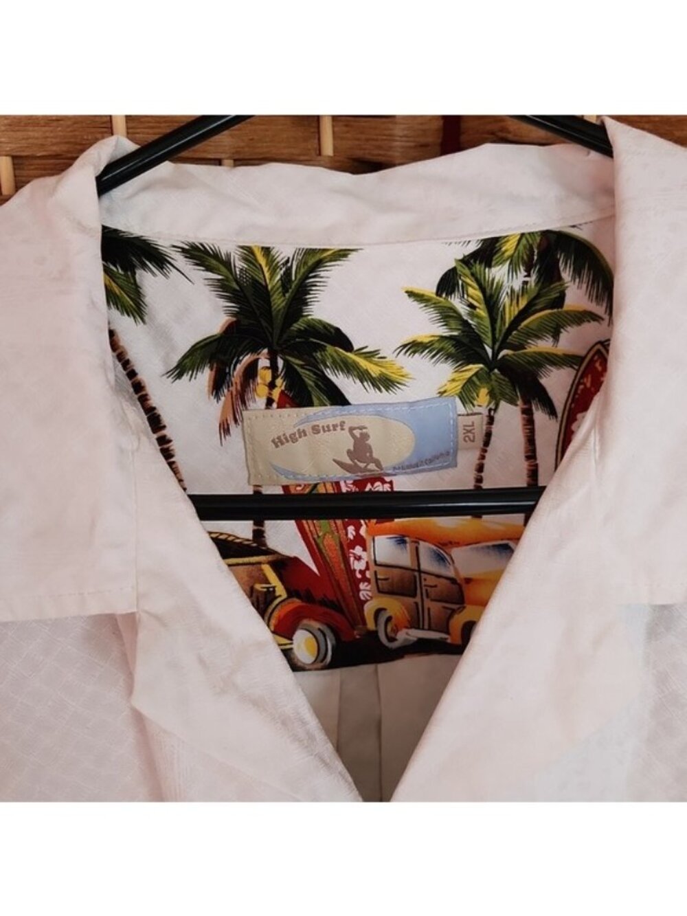 HIGH SURF, Tropical Hawaiian Surfing Palm Trees, Print Men's Vacation Shirt 2X - Picture 4 of 8